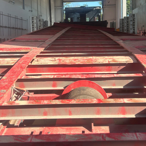 Twisted red trailer frame