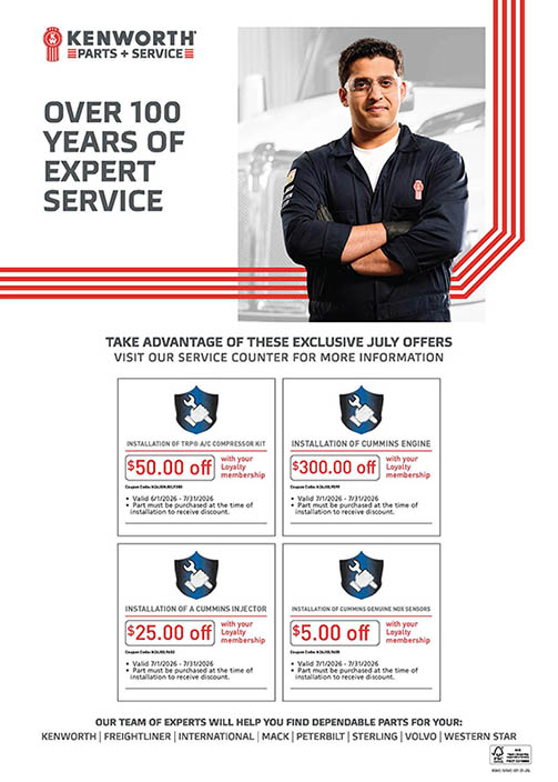 Kenworth Parts + Service Specials