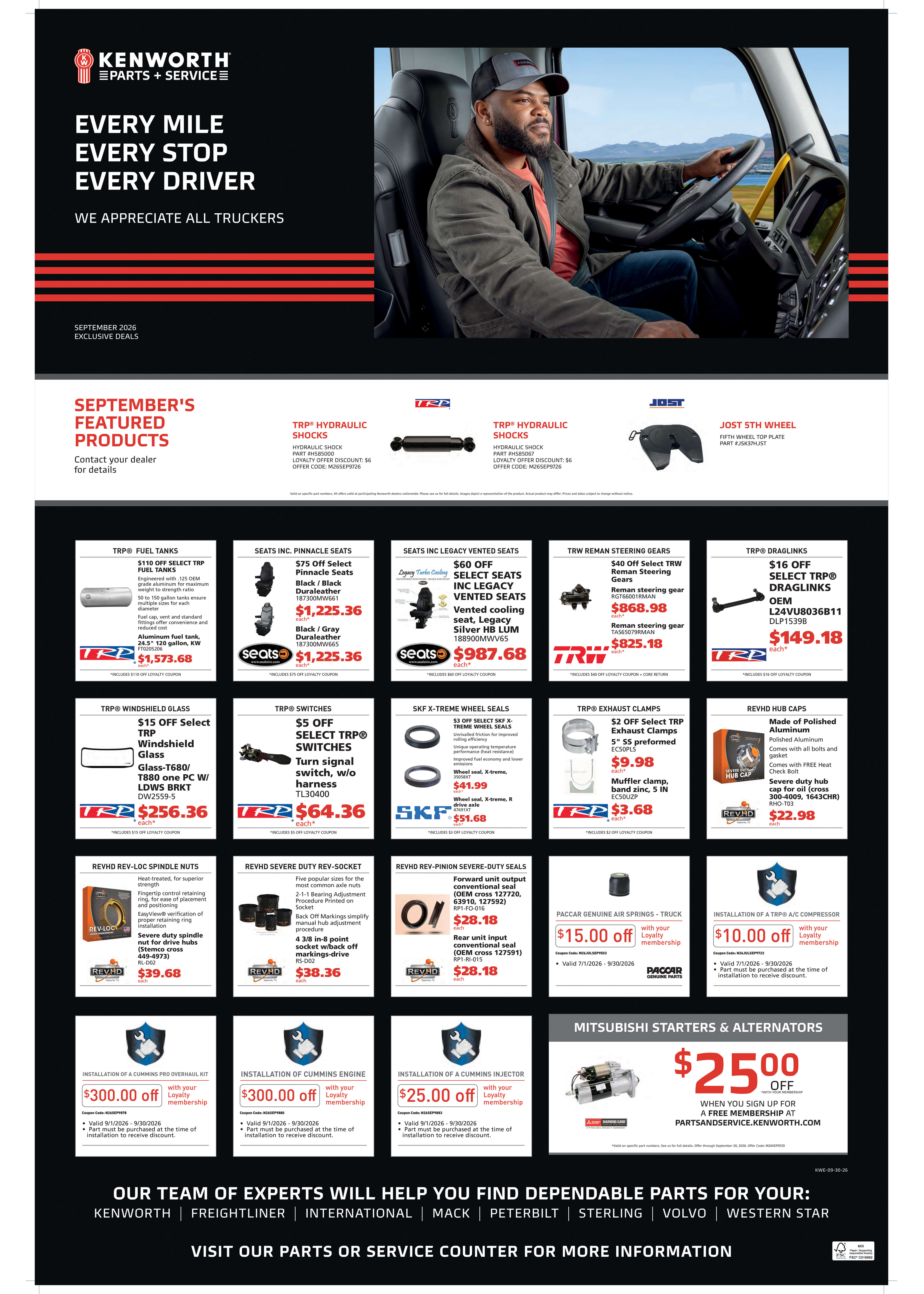 Kenworth Parts + Service Specials